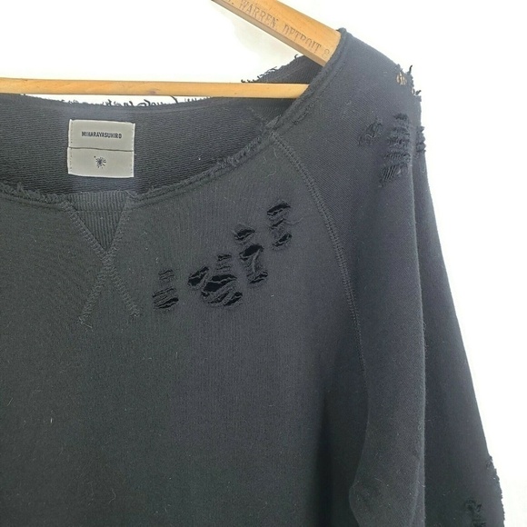 Mihara Yasuhiro Distressed Black Sweatshirt Denim - Picture 5 of 8